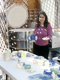 unloading the glaze kiln